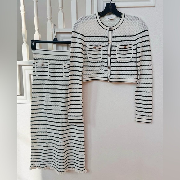 Sandro Set Striped Knit midi skirt and cardigan size 34 - Picture 3 of 10